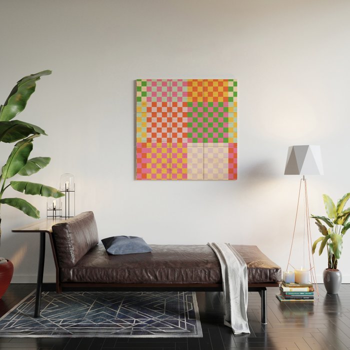 Happy patchwork Wood Wall Art Gallery Image 2
