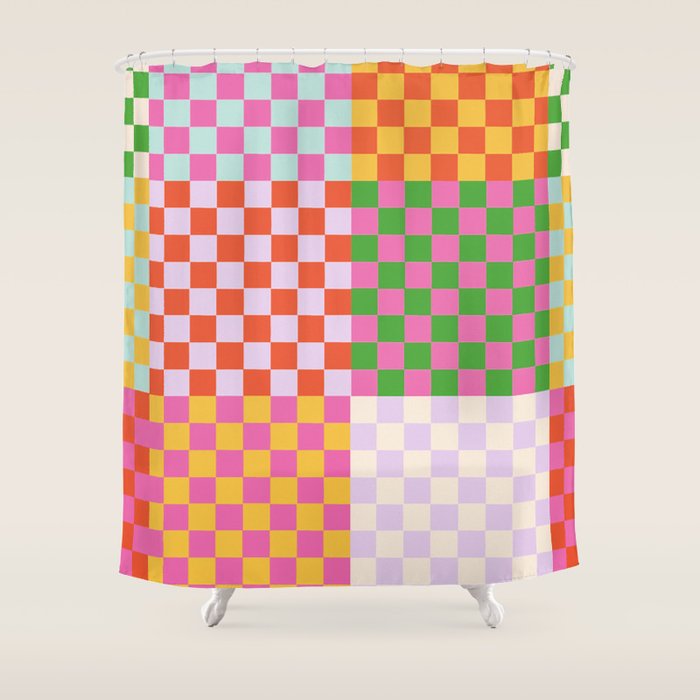 Happy patchwork Shower Curtain Gallery Image 1