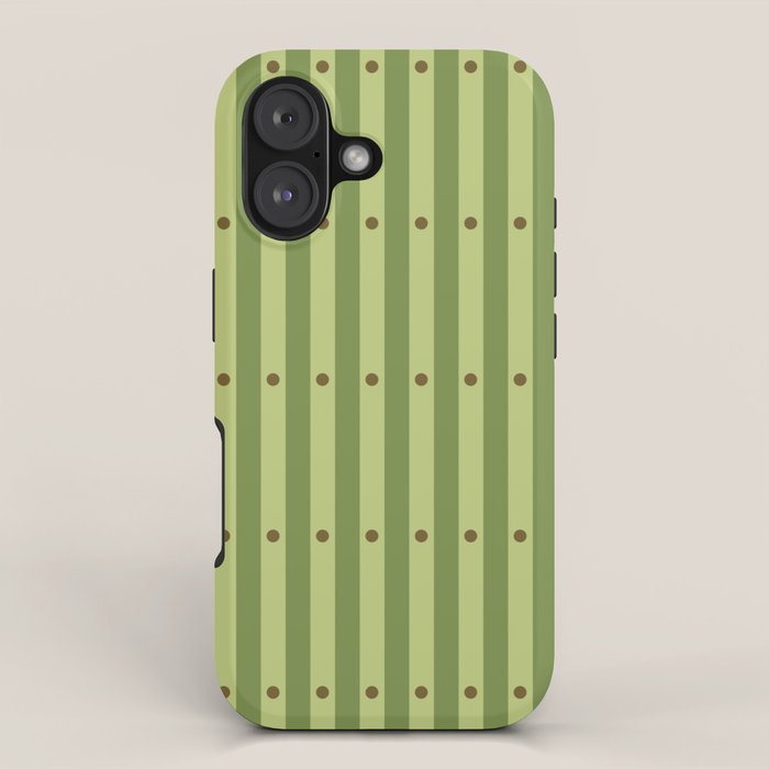 Stripes And Dots Geometric Pattern Sage Green Iphone Case
