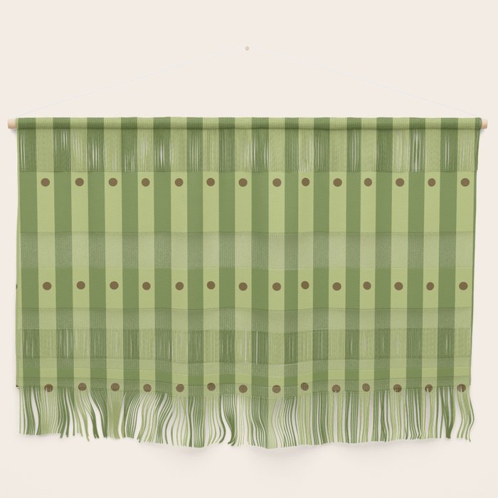 Stripes and Dots geometric pattern sage green Wall Hanging Gallery Image 1