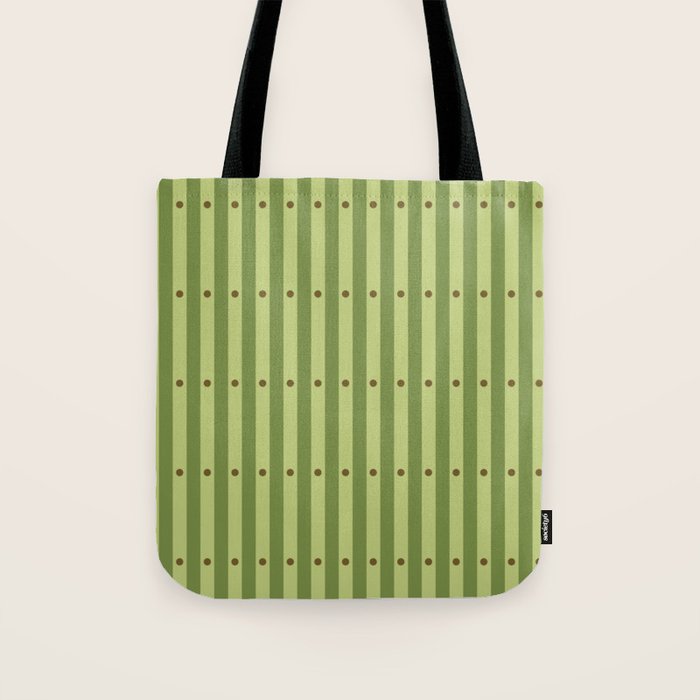 Stripes and Dots geometric pattern sage green Tote Bag Gallery Image 1