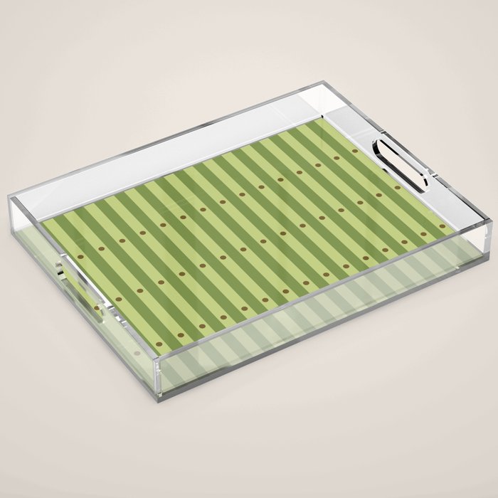 Stripes and Dots geometric pattern sage green Acrylic Tray Gallery Image 1