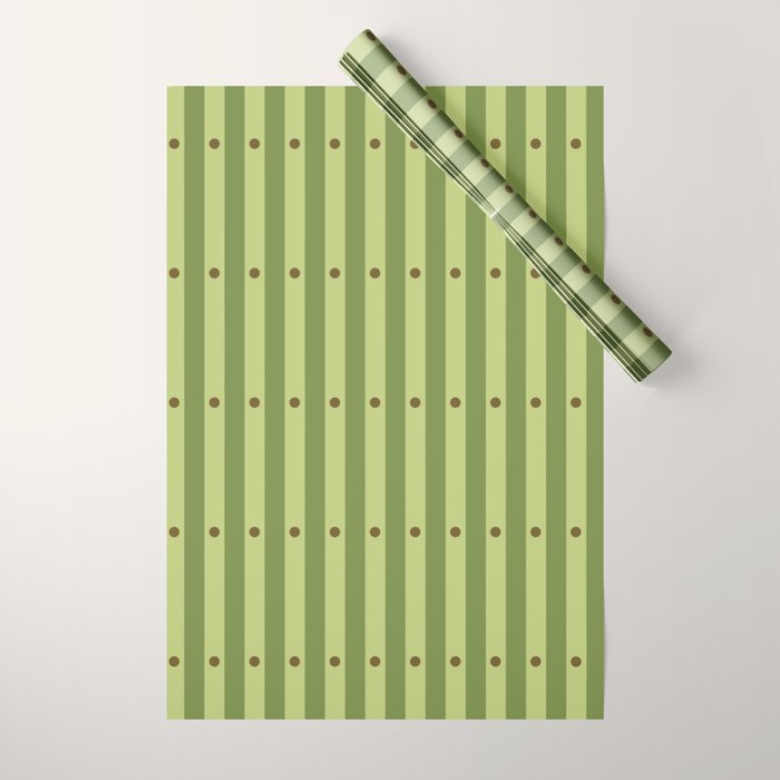 Stripes and Dots geometric pattern sage green Wrapping Paper Gallery Image 1