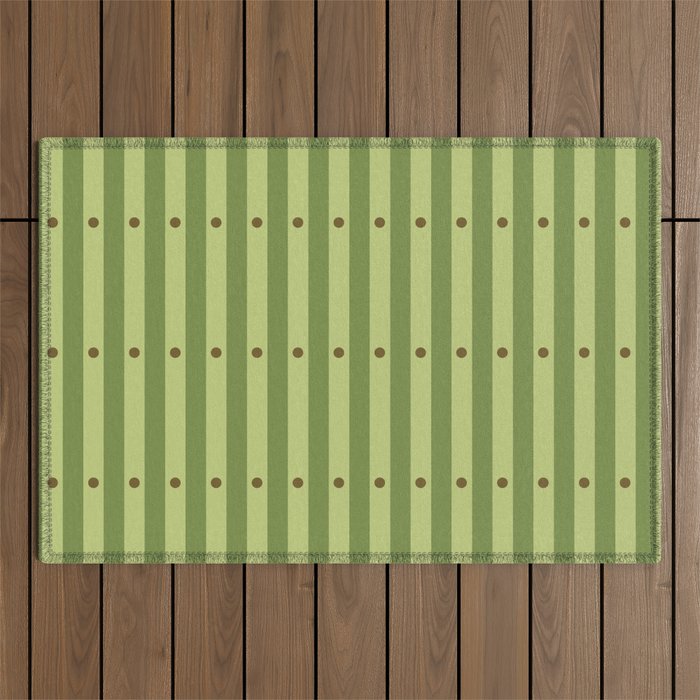 Stripes and Dots geometric pattern sage green Outdoor Rug Gallery Image 1