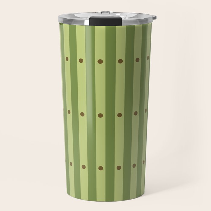 Stripes and Dots geometric pattern sage green Travel Mug Gallery Image 1