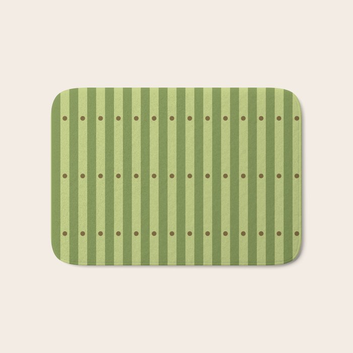 Stripes and Dots geometric pattern sage green Bath Mat Gallery Image 1