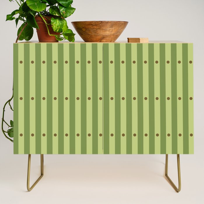 Stripes and Dots geometric pattern sage green Credenza Gallery Image 1