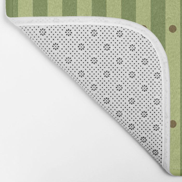 Stripes and Dots geometric pattern sage green Bath Mat Gallery Image 2