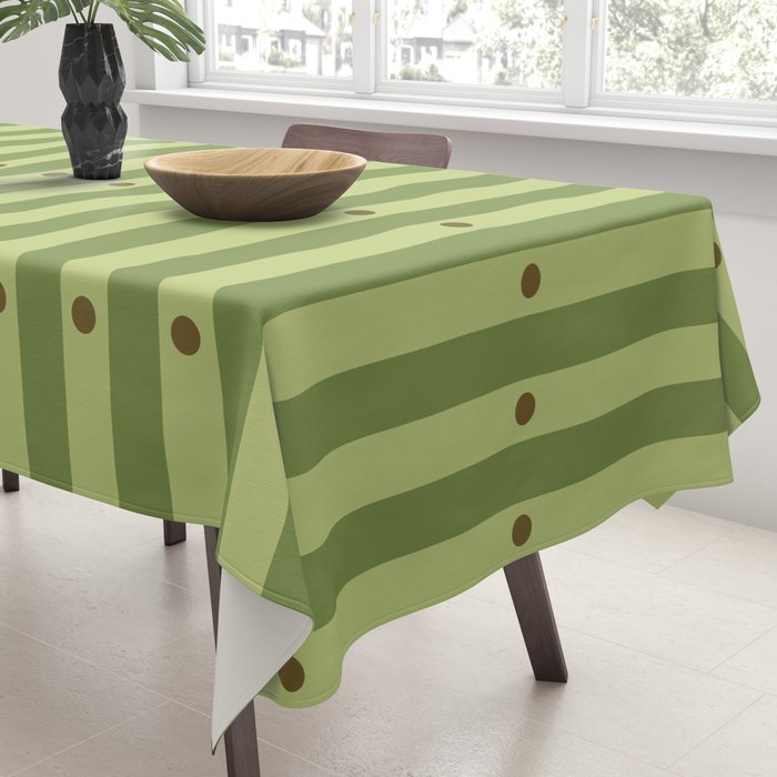 Stripes and Dots geometric pattern sage green Tablecloth Gallery Image 3