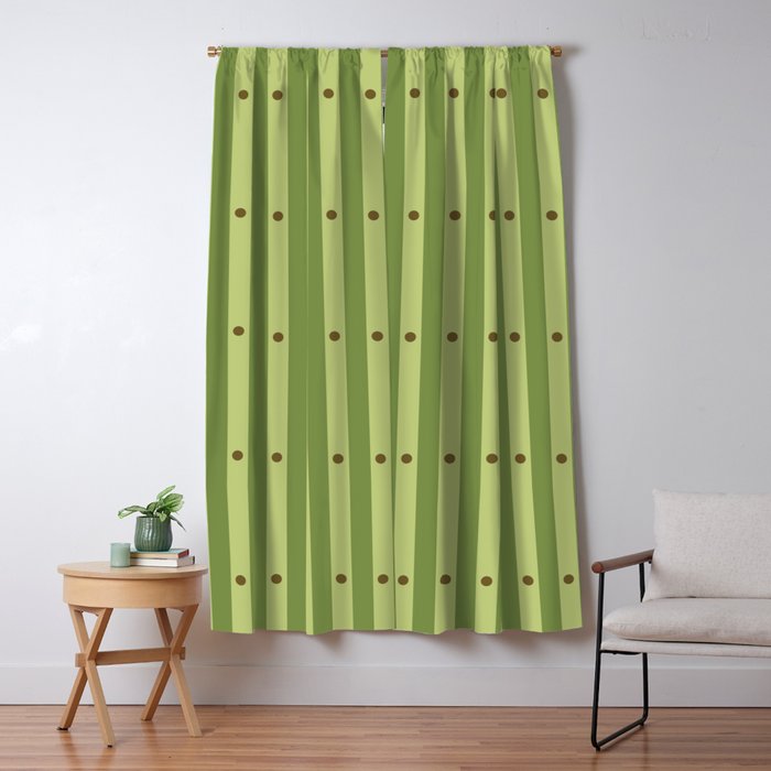 Stripes and Dots geometric pattern sage green Window Curtain Gallery Image 5