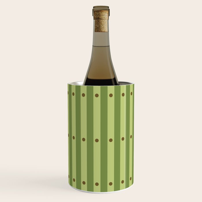 Stripes and Dots geometric pattern sage green Wine Chiller Gallery Image 1