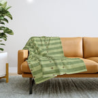 Stripes and Dots geometric pattern sage green Throw Blanket Gallery Image 1