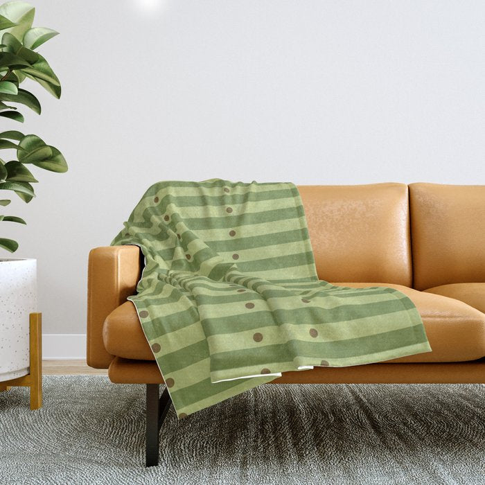 Stripes and Dots geometric pattern sage green Throw Blanket Gallery Image 1