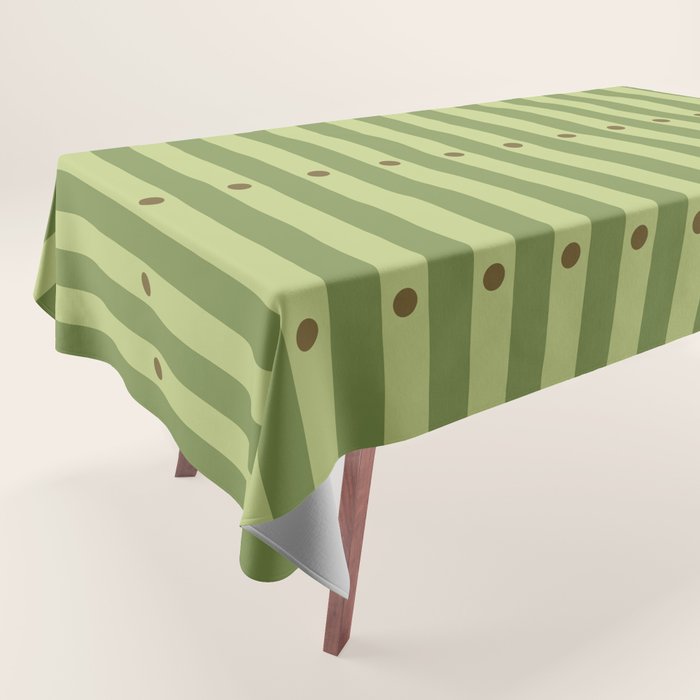 Stripes and Dots geometric pattern sage green Tablecloth Gallery Image 1