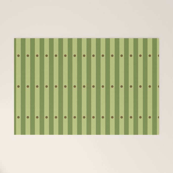 Stripes and Dots geometric pattern sage green Welcome Mat Gallery Image 1