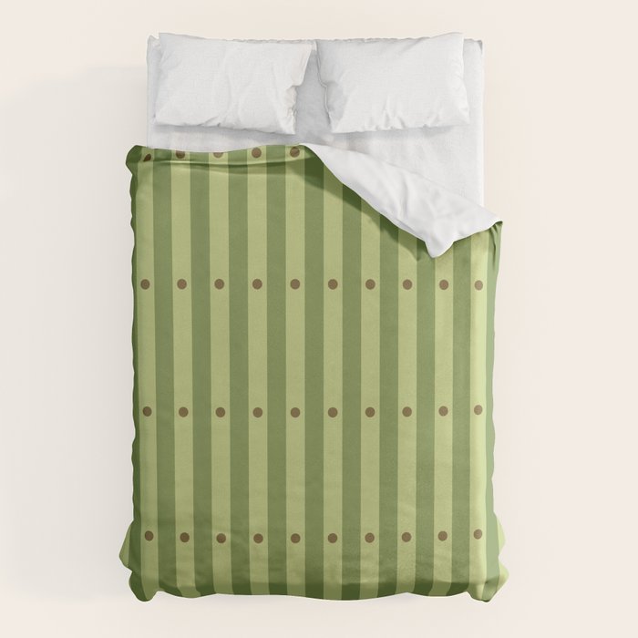 Stripes and Dots geometric pattern sage green Duvet Cover Gallery Image 6