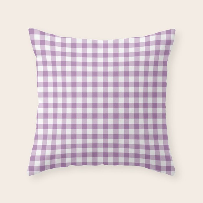 Lilac Gingham Check Throw Pillow Gallery Image 1