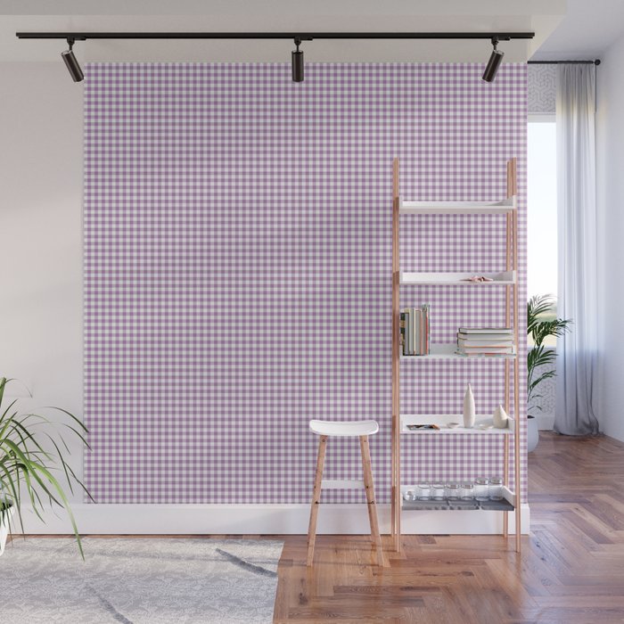 Lilac Gingham Check Wall Mural Gallery Image 1