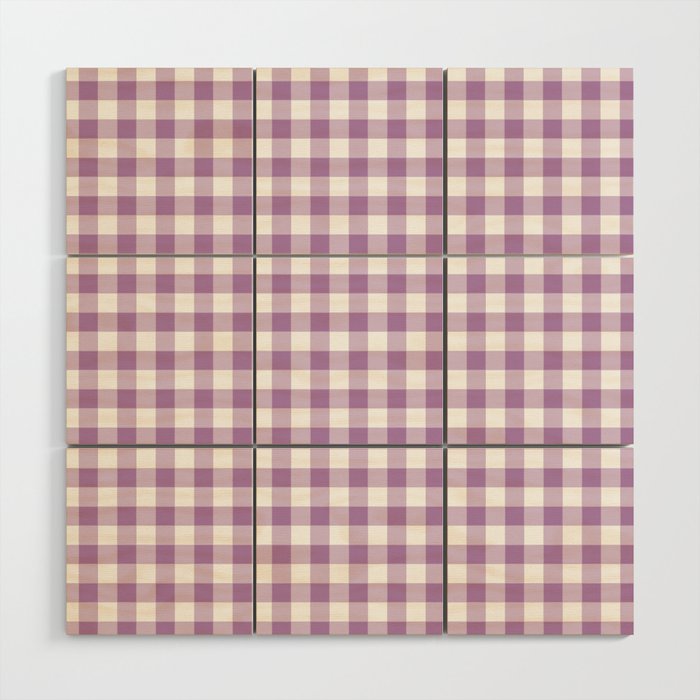 Lilac Gingham Check Wood Wall Art Gallery Image 1