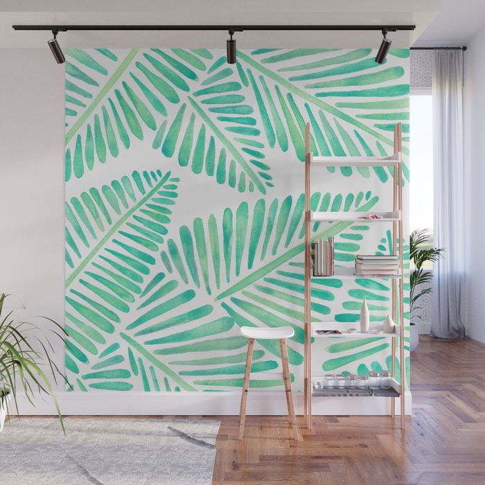 Tropical Banana Leaves - Mint Palette Wall Mural Gallery Image 1