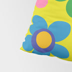 Colorful Maisie Flowers Cheerful Retro Contemporary Floral Pattern on Yellow Pillow Sham Gallery Image 4