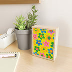 Colorful Maisie Flowers Cheerful Retro Contemporary Floral Pattern on Yellow Mini Art Print Gallery Image 2