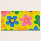 Colorful Maisie Flowers Cheerful Retro Contemporary Floral Pattern on Yellow Desk Mat Gallery Image 3