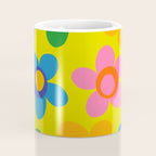Colorful Maisie Flowers Cheerful Retro Contemporary Floral Pattern on Yellow Coffee Mug Gallery Image 4