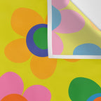 Colorful Maisie Flowers Cheerful Retro Contemporary Floral Pattern on Yellow Wall Tapestry Gallery Image 3