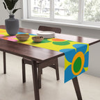 Colorful Maisie Flowers Cheerful Retro Contemporary Floral Pattern on Yellow Table Runner Gallery Image 2