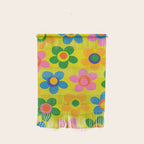 Colorful Maisie Flowers Cheerful Retro Contemporary Floral Pattern on Yellow Wall Hanging Gallery Image 1