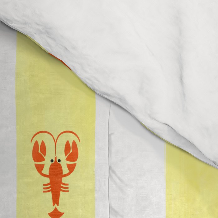 Red Lobsters On Hand-Painted Sunny Yellow Stripes Comforter Gallery Image 4