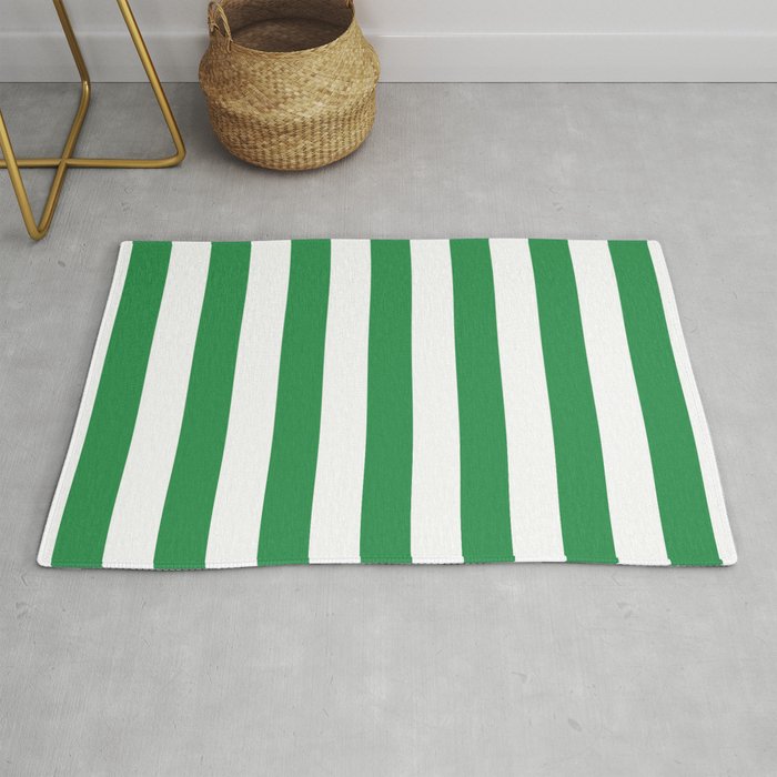 Green and White Stripes Rug Gallery Image 1