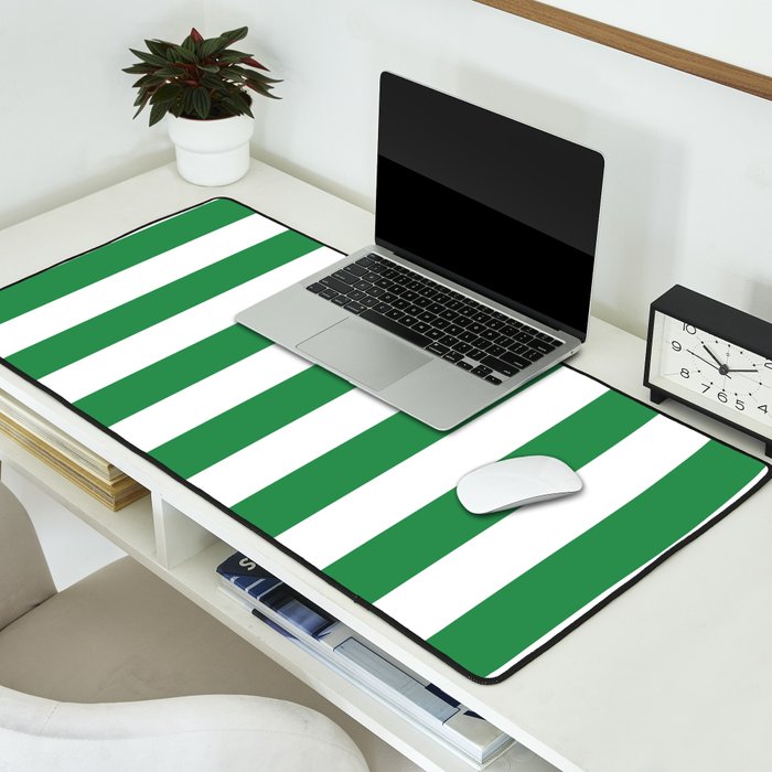 Green and White Stripes Desk Mat Gallery Image 2