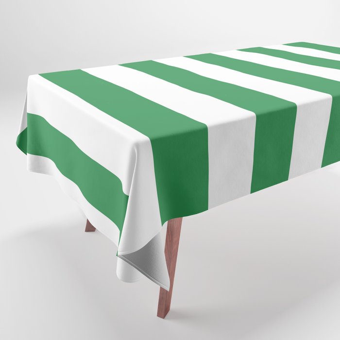 Green and White Stripes Tablecloth Gallery Image 1