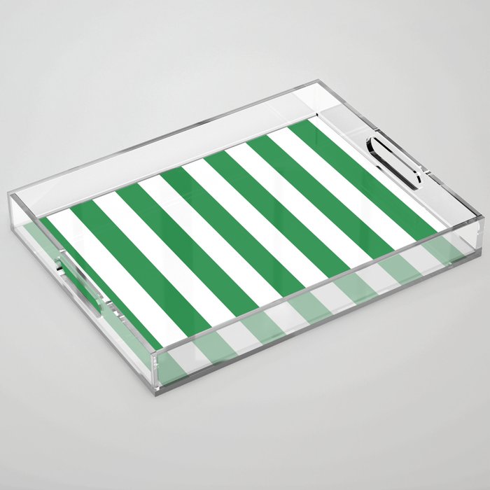 Green and White Stripes Acrylic Tray Gallery Image 1