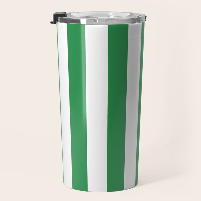 Green and White Stripes Travel Mug Gallery Image 3