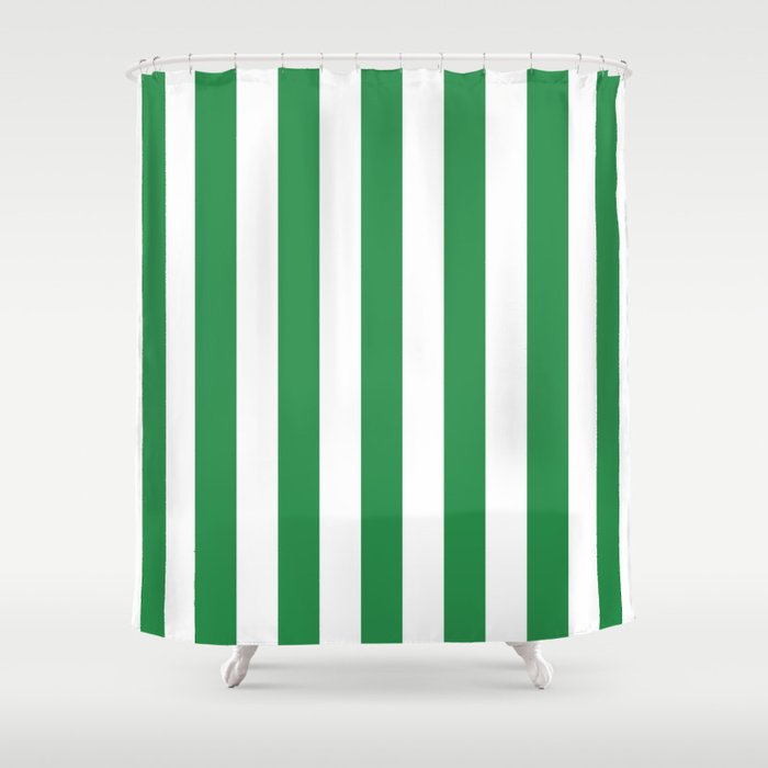 Green and White Stripes Shower Curtain Gallery Image 1