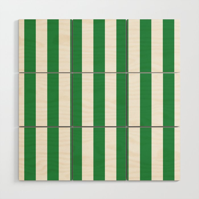 Green and White Stripes Wood Wall Art Gallery Image 1