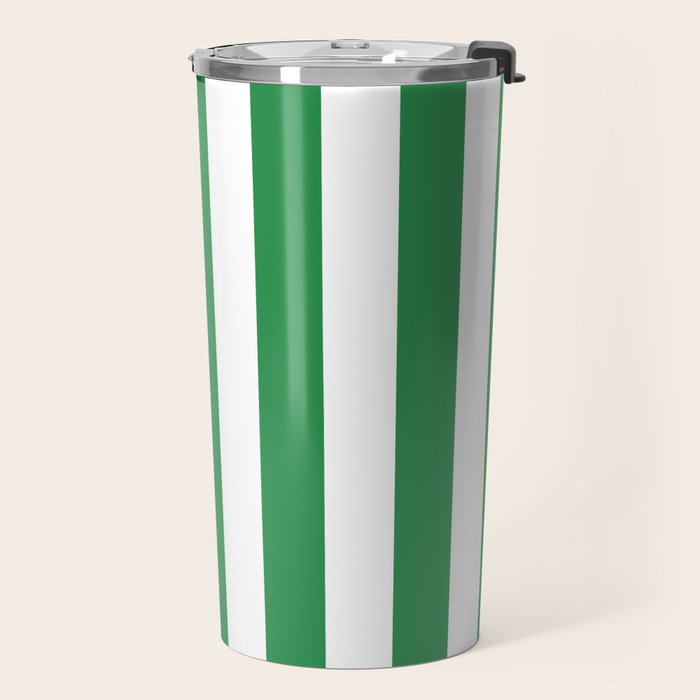 Green and White Stripes Travel Mug Gallery Image 2