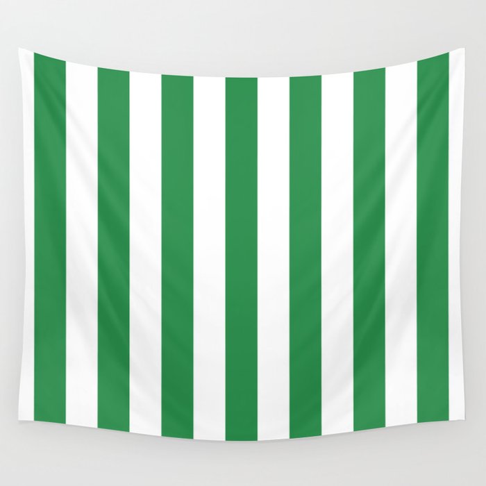 Green and White Stripes Wall Tapestry Gallery Image 1