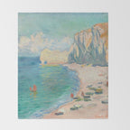 Claude Monet beach Throw Blanket Gallery Image 2