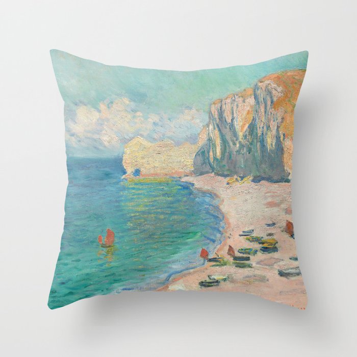 Claude Monet beach Throw Pillow Gallery Image 6