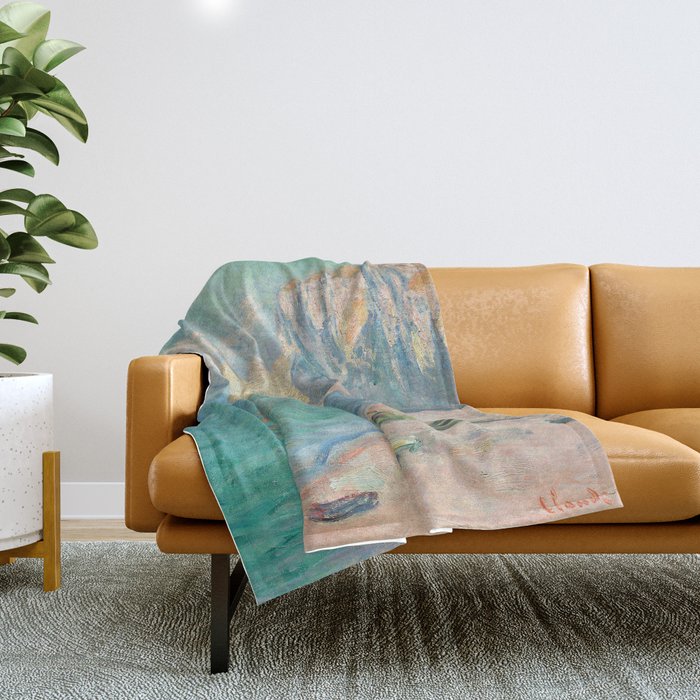 Claude Monet beach Throw Blanket Gallery Image 1