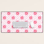 Romantic heart eye face checkered pattern Desk Mat Gallery Image 1