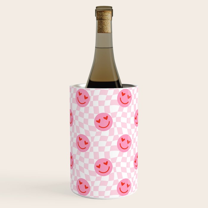 Romantic heart eye face checkered pattern Wine Chiller Gallery Image 1
