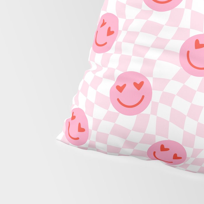 Romantic heart eye face checkered pattern Pillow Sham Gallery Image 4