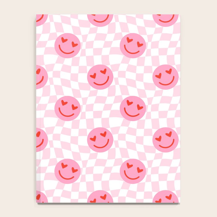 Romantic heart eye face checkered pattern Notebook Gallery Image 4