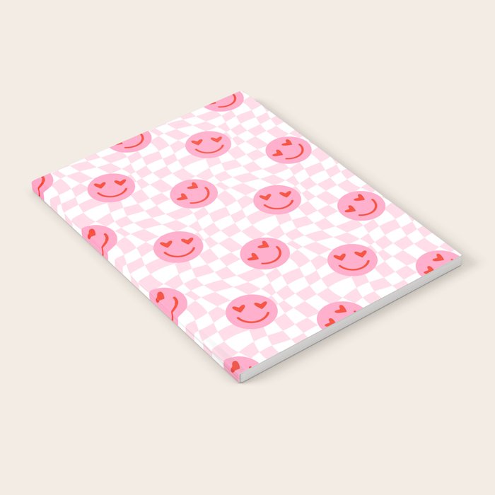 Romantic heart eye face checkered pattern Notebook Gallery Image 2