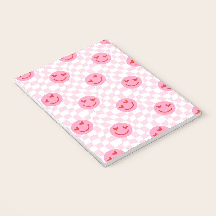 Romantic heart eye face checkered pattern Notebook Gallery Image 3